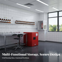 Fire-Resistant Resistant Cabinet 3-Point Locking System Fire Resistant Cabinet Double Walled Steel for Lab Technicians, Lab Facility, Workshop, Garage