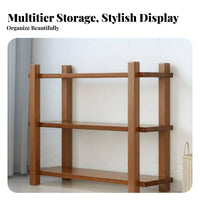 sturdy Wood Construction Multi-Tier Wooden shelf unit Floor-Standing 3-Tier Shelving Unit Modern Minimalist Design shelving unit unattachedstanding for Book Lovers, Office Workers, Homeowners, Living Room, Bedroom, Small Spaces