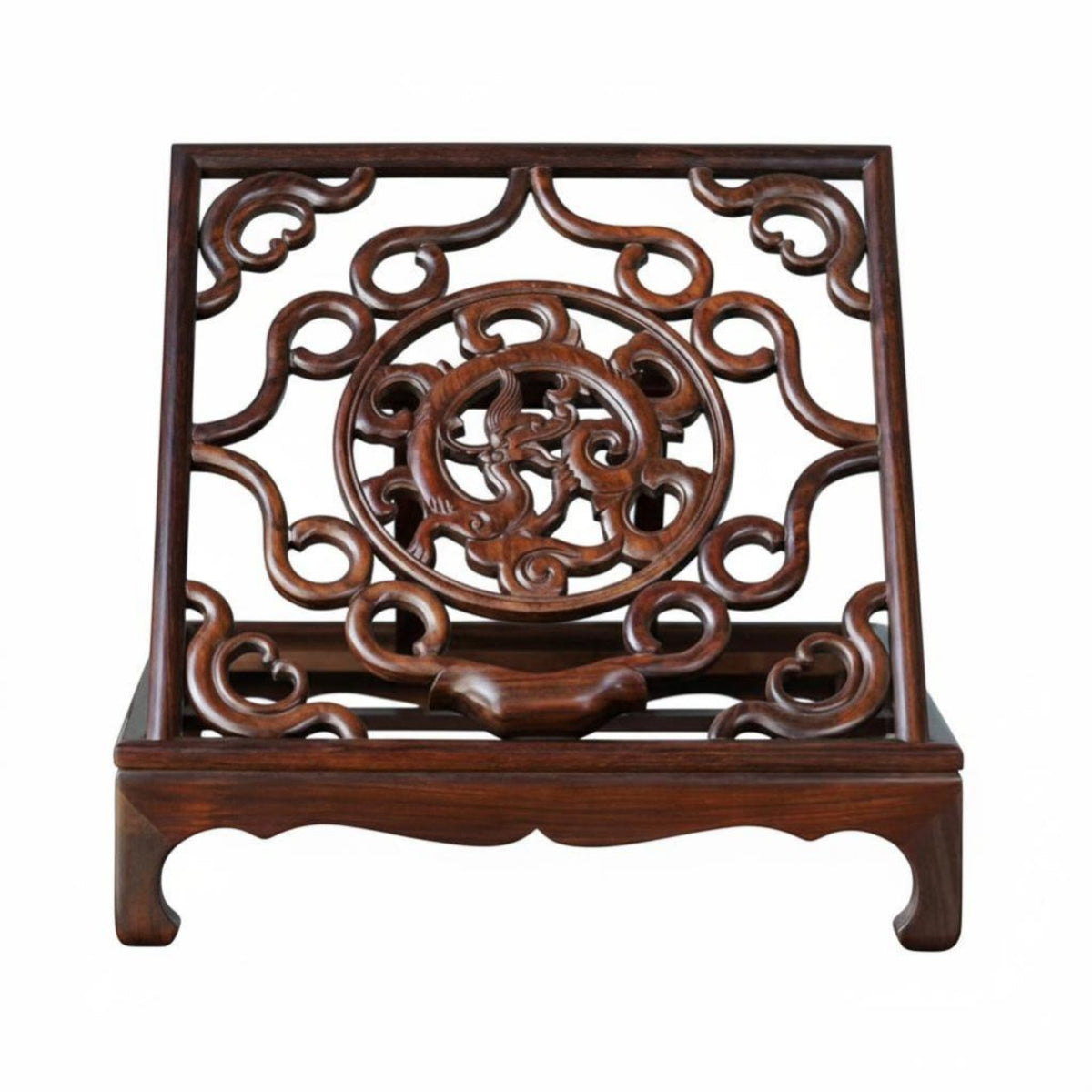 Foldable Wooden Bookrest Multipurpose Adjustable Book Easel Hollow-Carved Design