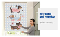 Cartoon Pattern Bathroom Curtain, No-Drill, Waterproof, Light-Blocking, Lifting Shade, Toilet Privacy