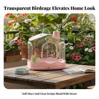 With Perch Portable Parrot Enclosure Compact Design Small Parrot Enclosure Easy to Clean Portable Bird Carrier Secure for Parakeets, Cockatiels, Outdoor