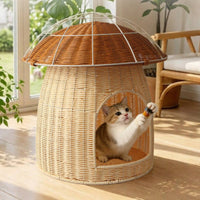 Toadstool Pet House Breathable Woven Pet Hideaway Simple Design Animal Resting Place for Cats
