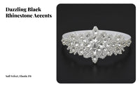 Black Crystal Headband Handmade Vintage Crystal Headpiece 1920s Design Headpiece Adjustable Roaring Twenties Party Headband