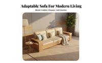 Straight-Line Sofa with Drawers sturdy Wood Frame Living Room Furniture two-seasonSeason Use Household Seating for Homeowners, Families, Home, Lounge Area
