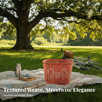 Faux Rattan Weave Plastic Wicker Bike Basket Easy to Clean Retro Bike Basket Multi-Functional for Commuting