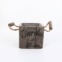 Vintage Wooden Planter Box with Rope Handles Sturdy Wood Planter Box Lightweight Compact for Entryway