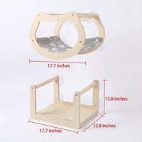 Cat Hammock Wall Mounted Cat Bed and Window Perch, Solid Wood Hammock Bed for Indoor Cats, Simple Assembly Playing Climbing Living Room Decor