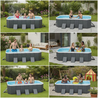 Foldable Pool Rectangular Non-Inflatable Pool Portable for Family, Kids, Backyard, Garden, Patio