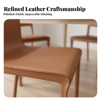 Minimalist Design Armless Leather-Wrapped Chair Padded Seat Armless Upholstered Side Chair Ergonomic Backrest Indoor Seating Rounded Corners for Homeowners, Families, Business Owners, Dining Room, Home Office, Kitchen, Restaurant