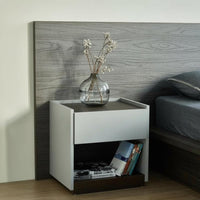 Minimalist design Single-Drawer Bedside Table Modern Design Nightstand Space-Saving Bedroom Furnishing Sturdy Construction for Homeowners, Apartment Dwellers, Students, Small Spaces, Guest Room, Hallway, Office
