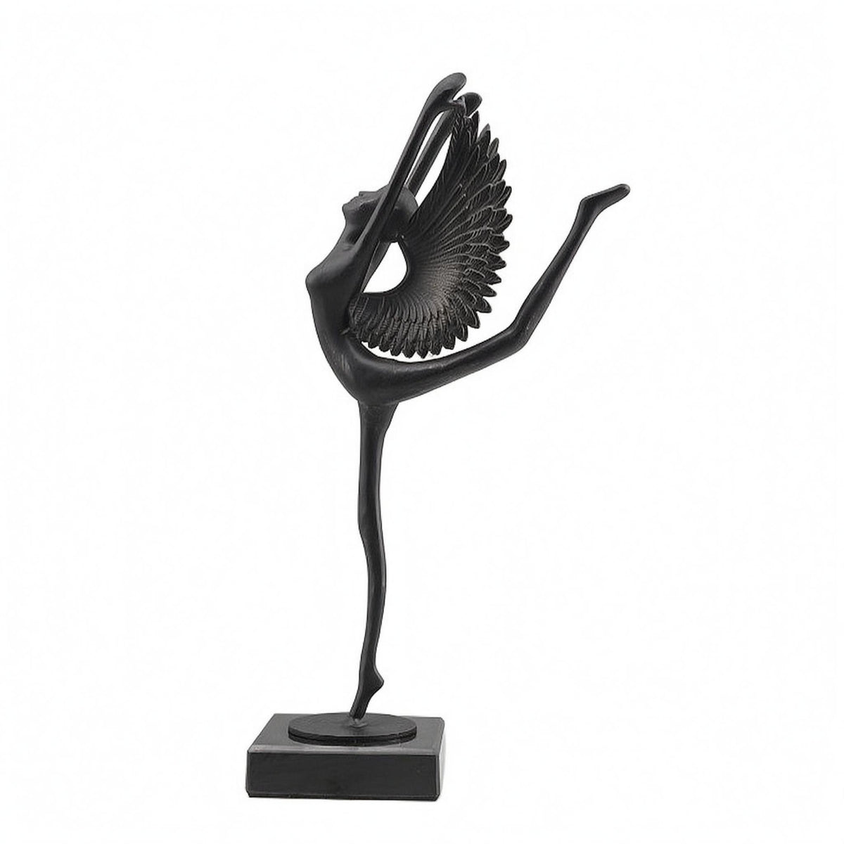 Winged Dancer Statue Black Ballet Dancer Figurine Table Display Tabletop Sculpture for Shelf
