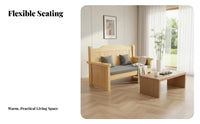 Modern Chinese design Slatted Frame Sofa Set Minimalist Design Living Room Furniture All-Season Use Wooden Couch Thick Seat Cushions for Homeowners, Apartment Dwellers, Office Managers, Home, Lounge Area, Sunroom