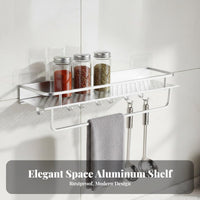 Drillno-Drill Installation Floating Storage Single Single-Tier Rust-Proof Floating Utility Organizer Water Resistant Wall Shelf Multi-Purpose for Homeowners, DIY Enthusiasts, Kitchen, Bathroom, Restroom, Living Room