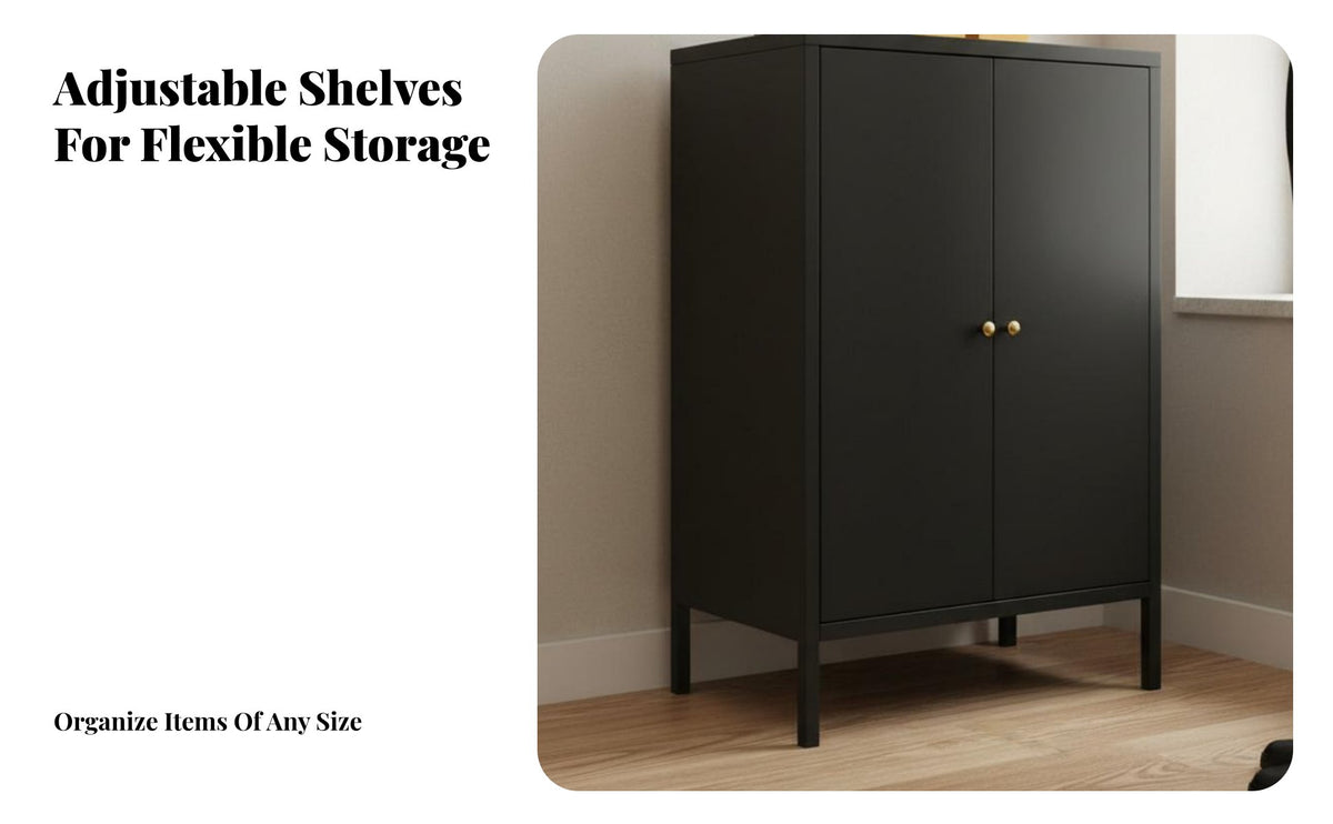 Multifunctional Fluted Door Credenza adaptable Placement Storage Furniture Adjustable Shelves Sideboard Easy to Assemble for Apartment Dwellers, Interior Design aficionados, Living Room, Kitchen, Entryway, Hallway
