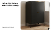 Multifunctional Fluted Door Credenza adaptable Placement Storage Furniture Adjustable Shelves Sideboard Easy to Assemble for Apartment Dwellers, Interior Design aficionados, Living Room, Kitchen, Entryway, Hallway