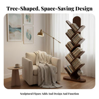 Floor Standing Tree Branch Bookshelf Unrestrictedstanding Bookcase Asymmetrical Shelves Storage Furniture Space-Saving for Book Lovers, Home Decorators, Apartment Dwellers, Living Room, Corner, Small Areas, Bedroom