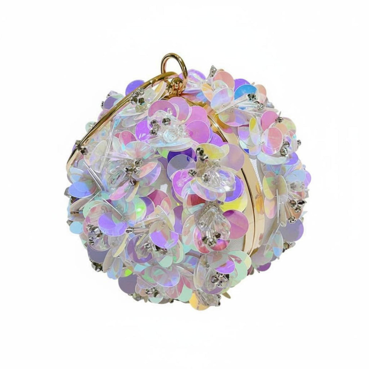 Round Floral Evening Clutch Eye-Catching Floral Loop Handle Bag Formal for Women