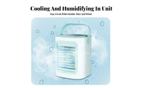 Mini Air Conditioner Fan Quiet Portable Air Conditioner Fan Humidifier Function USB Personal Space Chiller for Office, Dorm Room, Bedroom