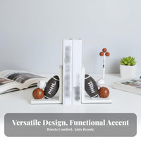 2 Pieces Football Basketball Baseball Book Holder Multifunctional Ornament Sports Theme Bookend Stable and Sturdy Resin Book Stoppers for Desk, Office
