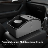 Leather Texture Car Armrest Tissue Box Easy Installation Car Console Organizer with Tissue Box Stable and Secure for Ride-Share Drivers