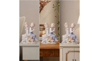 Boy and Girl Figurine Pastel Ceramic Figurine Tabletop Porcelain Statue for Collectors, Bedroom
