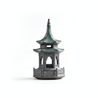 Tiered Roof Hexagonal Pavilion Ornament Miniature Hexagonal Pavilion Figurine Open-Sided Bonsai Pagoda Decor Glazed-Looking