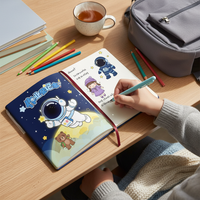 Kabaxiong Cartoon Mini Homework Planner Notebook for Students, PU Leather Cover, Thickened Portable Journal