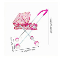 Foldable Doll strollers Metal Frame Baby Doll Pram Wheeled Children's Toy