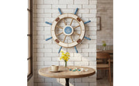 Ship Wheel with Rope Distressed Ship Wheel Rustic for Entryway, Cafe