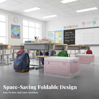 Foldable Design Collapsible Rolling Crate With Wheels Collapsible Wheeled Box Telescoping Handle Portable Storage Large Capacity for Homeowners, Travelers, Classroom, Dorm Room, Shopping, Bedroom