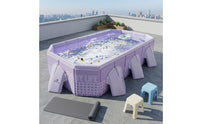 Rigid Foldable Pool with Toys Portable Rectangular Pool with Pump No-Inflation for Family, Kids, Backyard, Garden, Patio