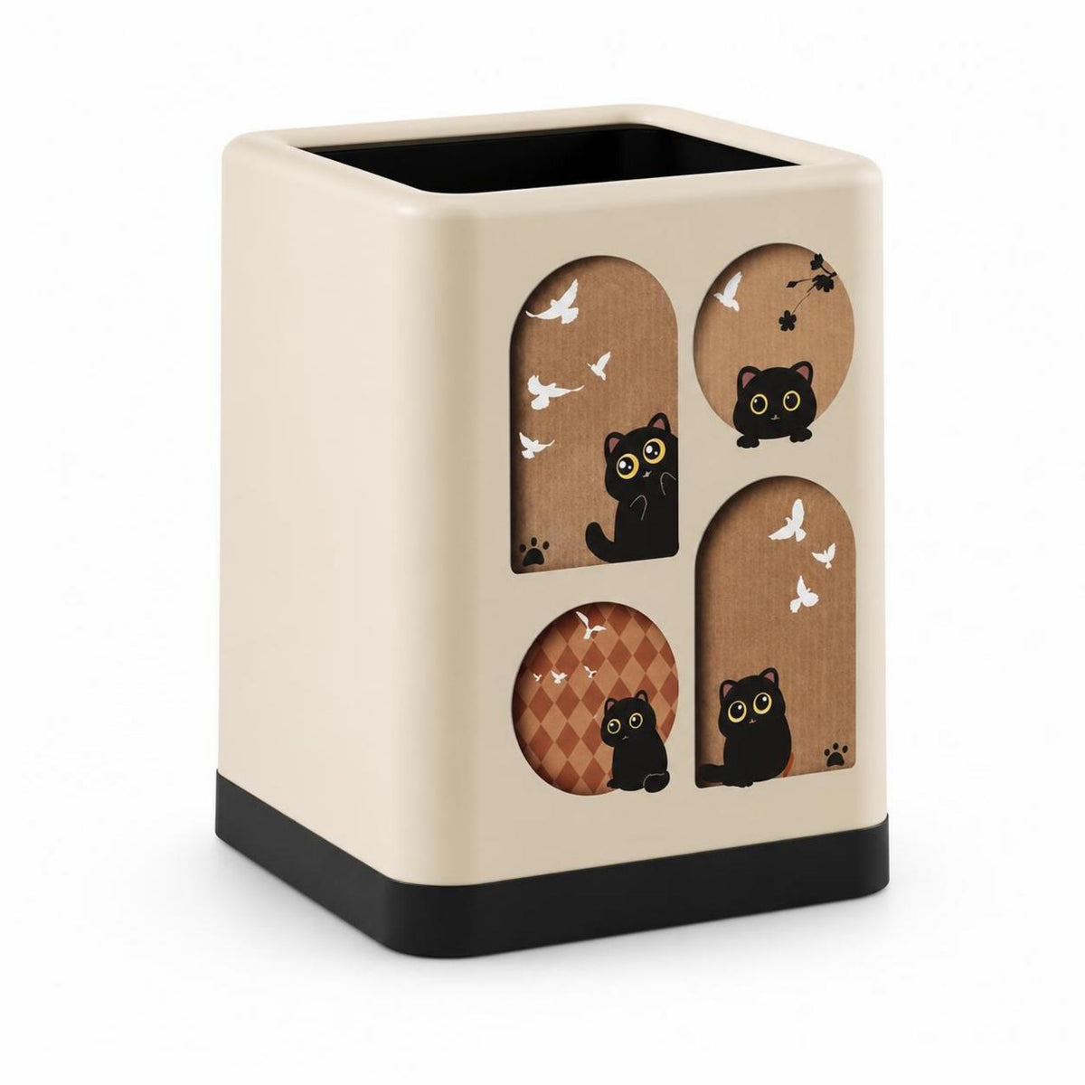 Cream-Colored Trash Can with Lid Square Trash Bin with Lid Elegant Wastebasket Matte for Bedroom