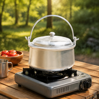 Commercial Stock Pot, Aluminum Alloy, Double-Handled Pot, 4-5L, With Lid, Matte Silver, Suitable for 10+ People