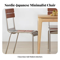 Nordic aesthetic Wood and Metal Side Chair Japanese Aesthetic Seating Furniture Retro Inspired Minimalist Design for Interior Decorators, Business Owners, Dining Room, Restaurant, Kitchen, Bedroom