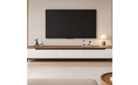TV Cabinet with Drawers Solid Wood Low-Profile Media Cabinet Modern-Minimal TV Stand for Families, Living Room, Apartments