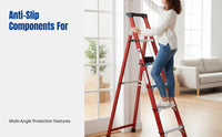 Folding Step Ladder, Thickened A-Frame, Alloy, Anti-Slip, Indoor Outdoor Use