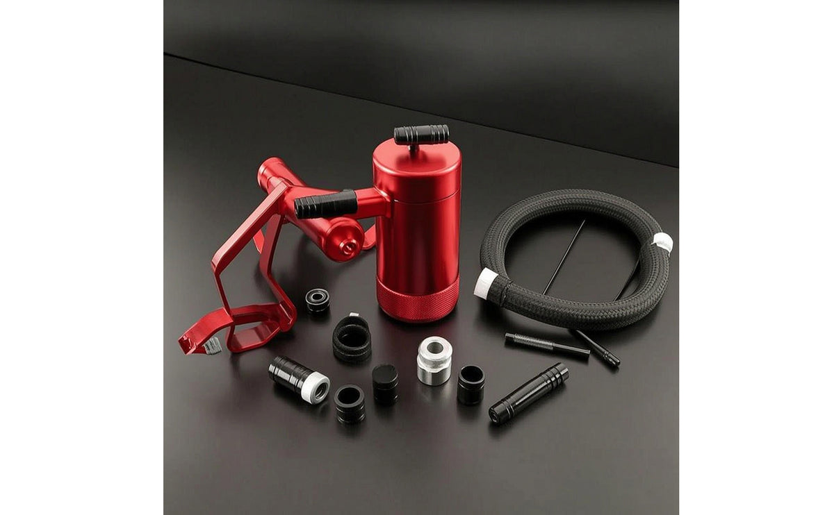 Oil Catch Can with Hoses Aluminum Alloy Oil Catch Tank with Bracket Braided Reservoir with Mounting Bracket for Car Enthusiasts