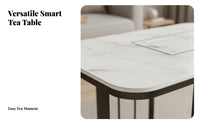 Minimalist Design Smart Tea Station Light Luxury aesthetic Living Room Table Built-in Induction Cooktop Household Furniture Space-Saving for Small Apartment Residents, technology aficionados lovers, Party Hosts, Home, Reception Area, Office