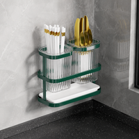 Carbon Steel Kitchen Utensil Holder, Double Compartment Cutlery Drainer, Countertop Storage, Modern Design