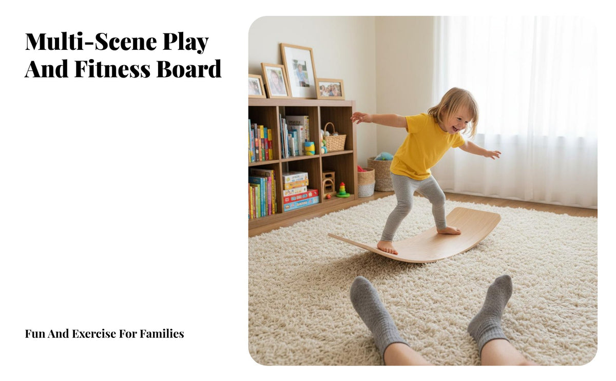 Multi-Purpose Wooden Balance Board Builds Core Strength Kids Wobble Board Long-Lasting Natural Wood Children's Toy Heavy Duty for Toddlers, Indoor, Playroom