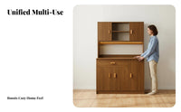 Modern Sideboard Buffet Faux Wood Finish Dining Room Storage Cabinet Multi-Functional Freestanding Hutch Cabinet for Homeowners, Adults, Home, Hallway