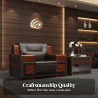 business Look Business Sofa and Table Set Faux Leather Upholstery Reception Seating Minimalist Design Lobby Furniture long-lasting for premium Guests, businesss, Office Managers, Conference Room, Salon, Hospital
