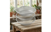 3 Pieces Garden Sifter with Handles Round Soil Sieve with Handle Ergonomic Sifting Screen for Gardeners, Raised Beds