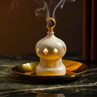 incense Burner with Moon-Shaped Moon Decorative Castle Scent Burner Sculptural Statue for Festival Decor