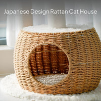 Japanese Style Cat Tree with Woven Bed and Sisal Post