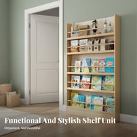 Space-Saving Slim Multi-Tier Book Display exposedShelf Design Tall Narrow Shelving Universal Tier Stable Structure Bookshelf Sturdy for Apartment Dwellers, Homeowners, Behind the Door, Child's Room, Small Areas, Bedroom