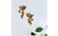 2 Pieces European Design Angel Wall Decor Polyresin Resin Angel Hanging Decor 3D Relief Design Cherub Figurine Home Accent for Living Room, Entryway