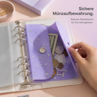 M5 5-Hole PVC Transparent Zipper Pouch for Loose Leaf Binders, Card Holder & Coin Purse Insert