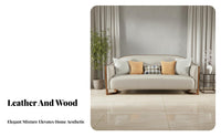Modern Chinese design Wooden Frame Couch Set Genuine Leather Sofa Minimalist Design Living Room Furniture Plush Comfort for Apartment Dwellers, Homeowners, Families, Lounge Area, Office