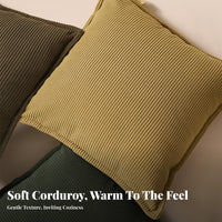 Corduroy Pillow Cover Invisible Zipper Square Throw Pillow Case Sturdy Material Solid Color Decorative Pillowcase for Renters, Adults, Sofa, Couch